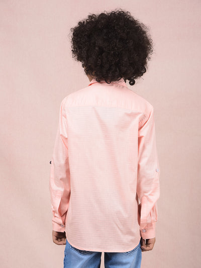 Peach Printed Shirt-Boys Shirts-Crimsoune Club
