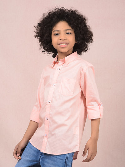 Peach Printed Shirt-Boys Shirts-Crimsoune Club