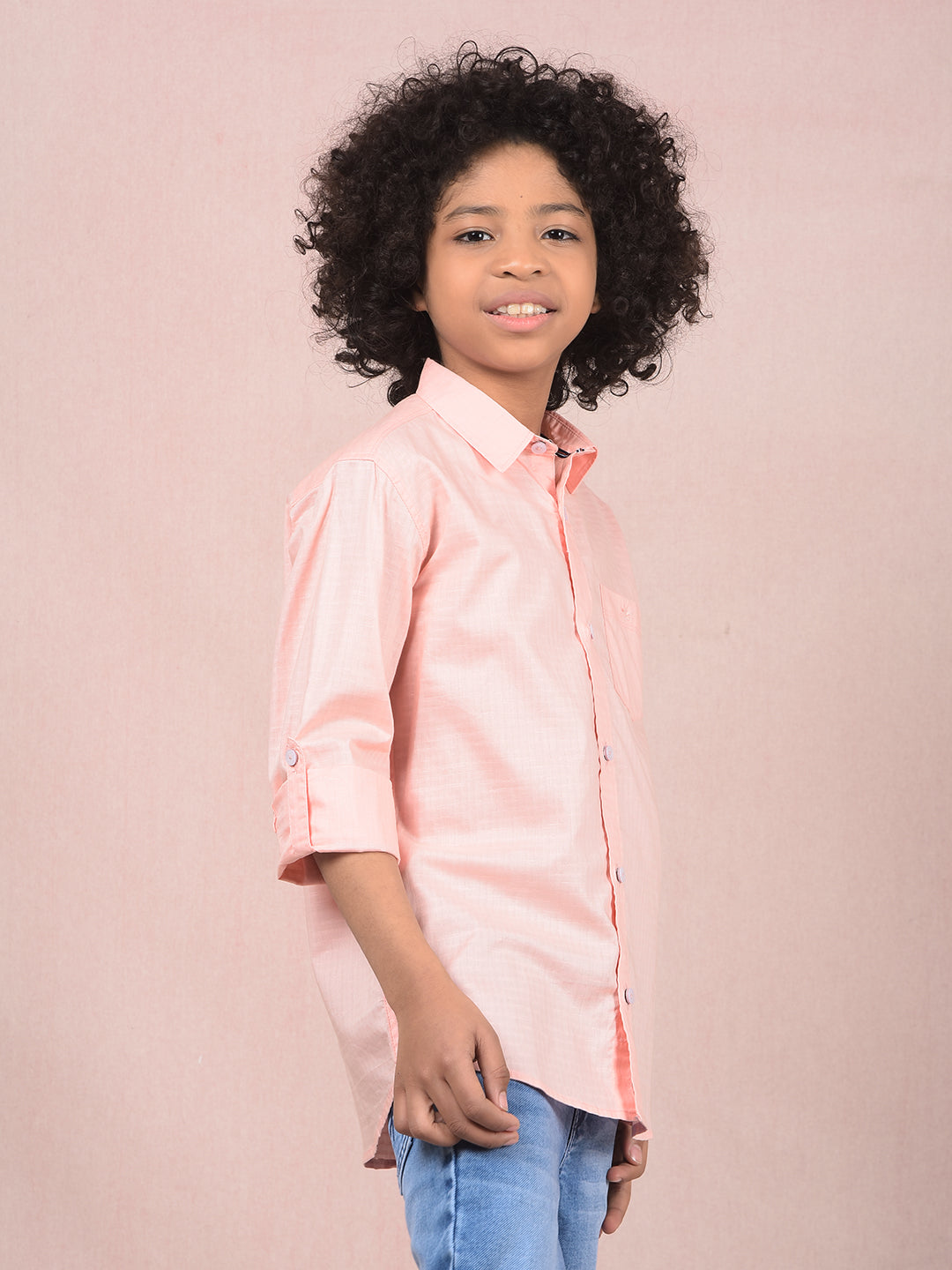 Peach Printed Shirt-Boys Shirts-Crimsoune Club