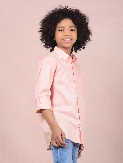 Peach Printed Shirt-Boys Shirts-Crimsoune Club