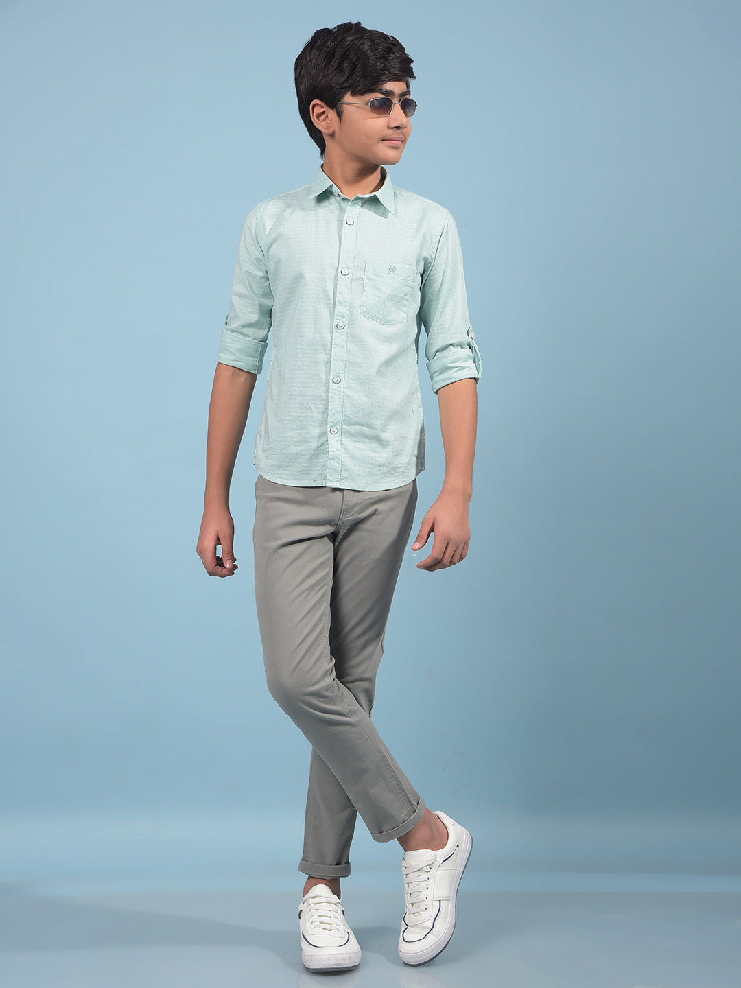 Green Shirt-Boys Shirts-Crimsoune Club