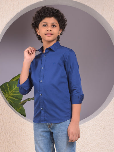 Blue 100% Cotton Shirt-Boys Shirts-Crimsoune Club