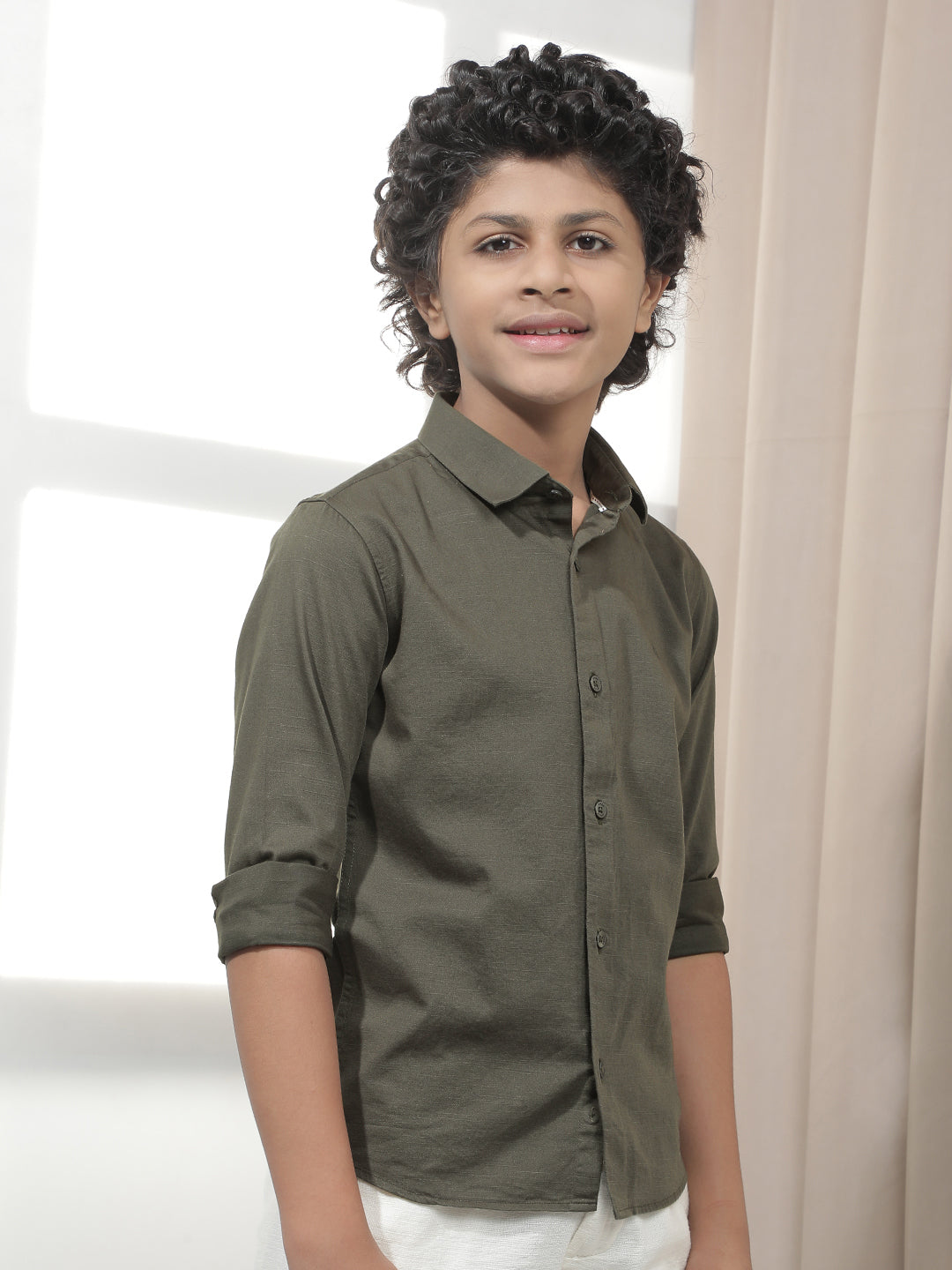 Muted Olive Everyday Shirt-Boys Shirts-Crimsoune Club
