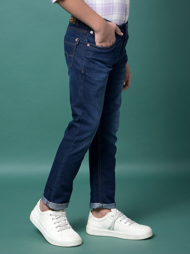 Blue Light Washed Jeans-Boys Jeans-Crimsoune Club
