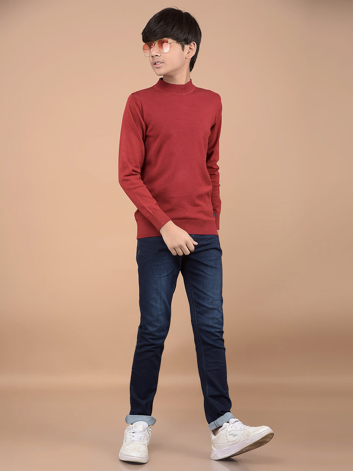 Navy Blue Heavy Washed Jeans-Boys Jeans-Crimsoune Club