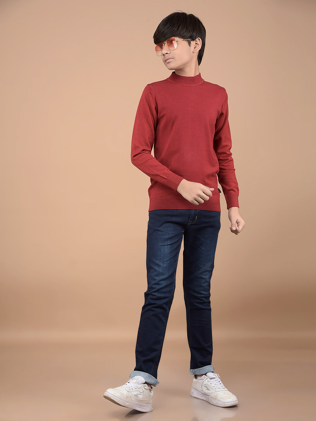 Navy Blue Heavy Washed Jeans-Boys Jeans-Crimsoune Club