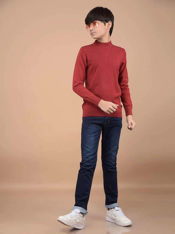 Navy Blue Heavy Washed Jeans-Boys Jeans-Crimsoune Club