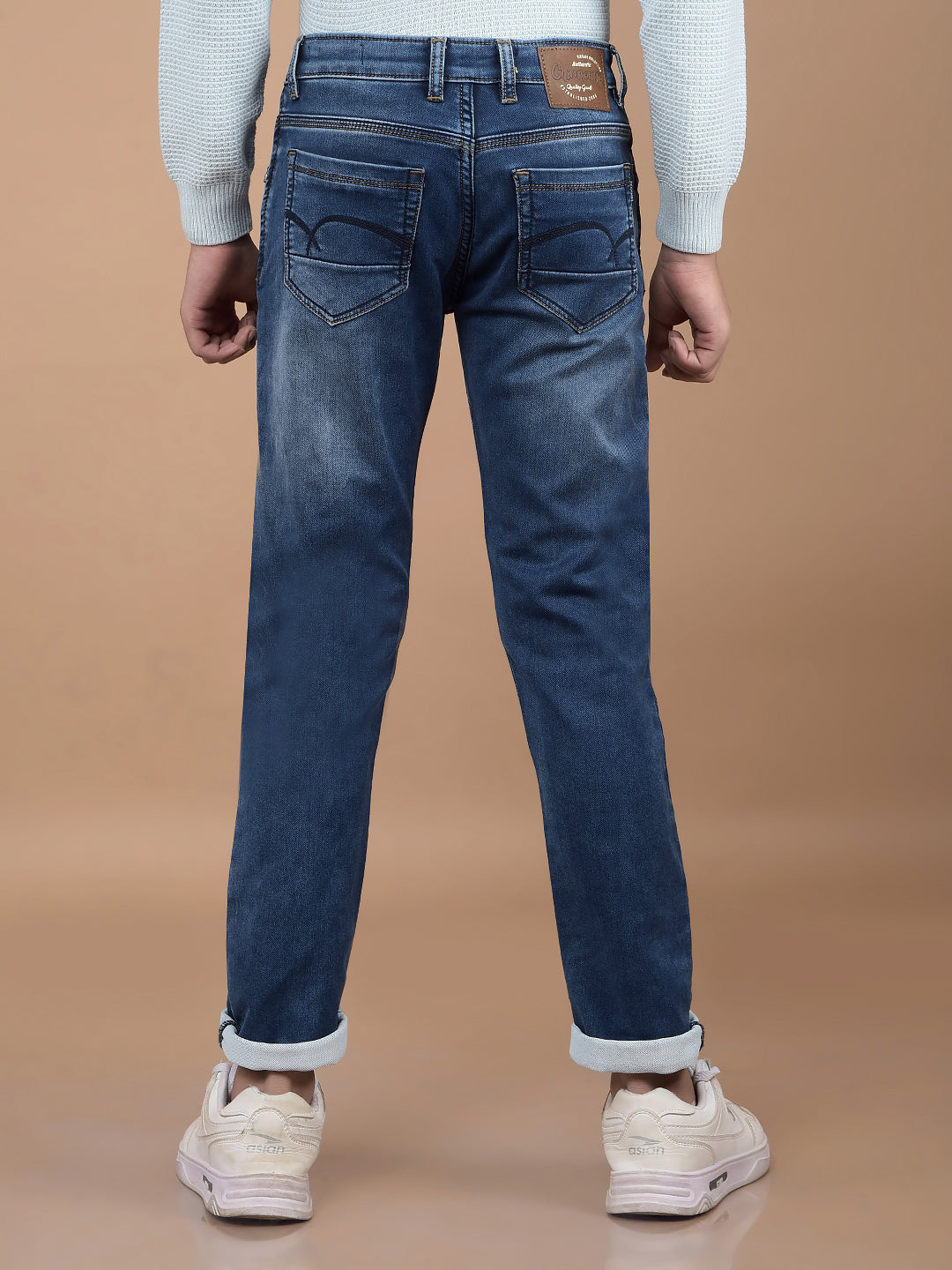 Navy Blue Light Washed Jeans-Boys Jeans-Crimsoune Club