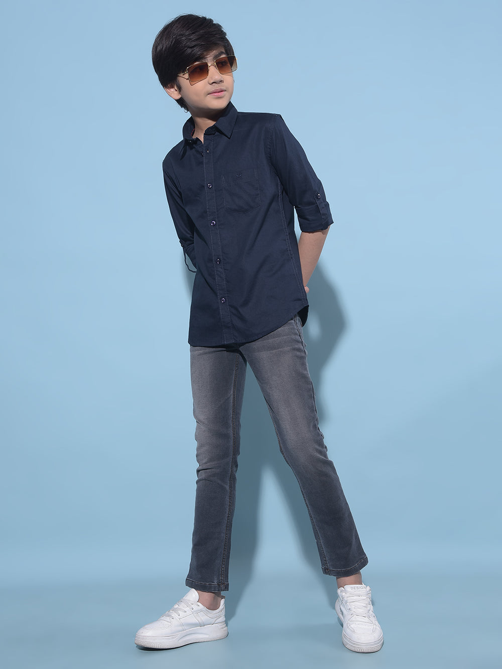 Grey Stretchable Cotton Jeans-Boys Jeans-Crimsoune Club