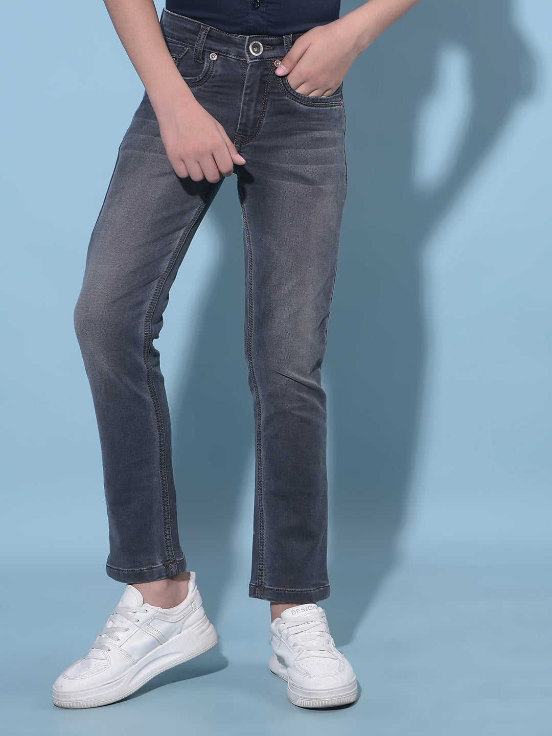 Grey Stretchable Cotton Jeans-Boys Jeans-Crimsoune Club