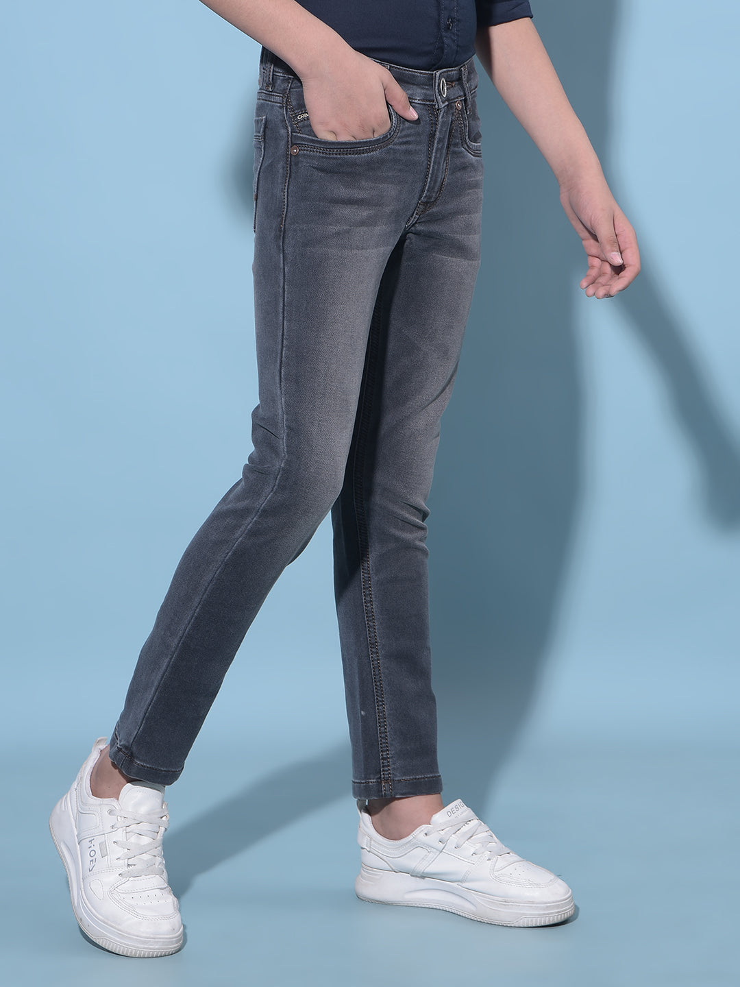 Grey Stretchable Cotton Jeans-Boys Jeans-Crimsoune Club