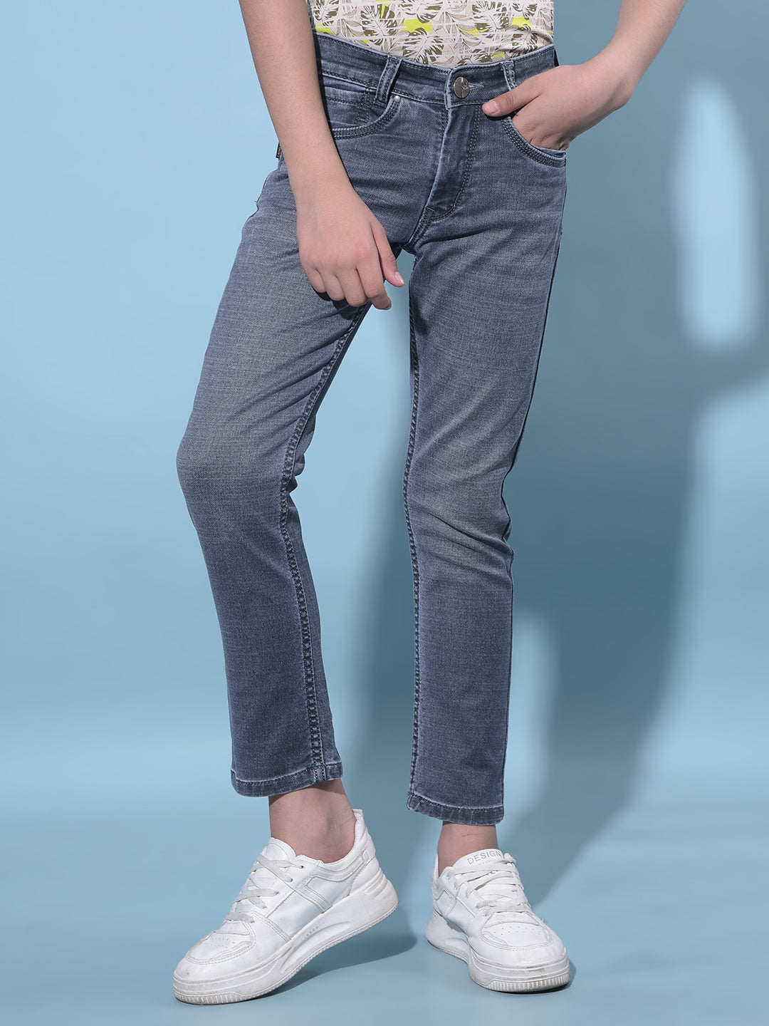 Grey Stretchable Cotton Jeans-Boys Jeans-Crimsoune Club