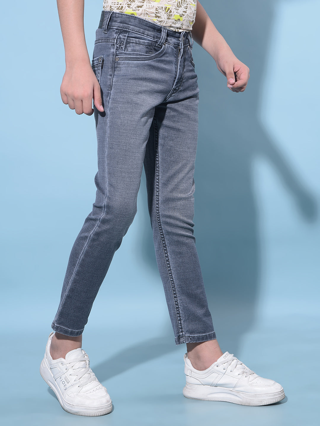 Grey Stretchable Cotton Jeans-Boys Jeans-Crimsoune Club