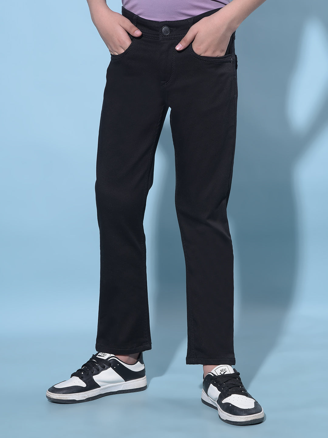 Black Stretchable Cotton Jeans-Boys Jeans-Crimsoune Club