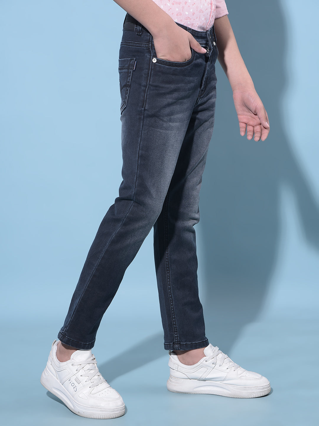 Black Stretchable Cotton Jeans-Boys Jeans-Crimsoune Club