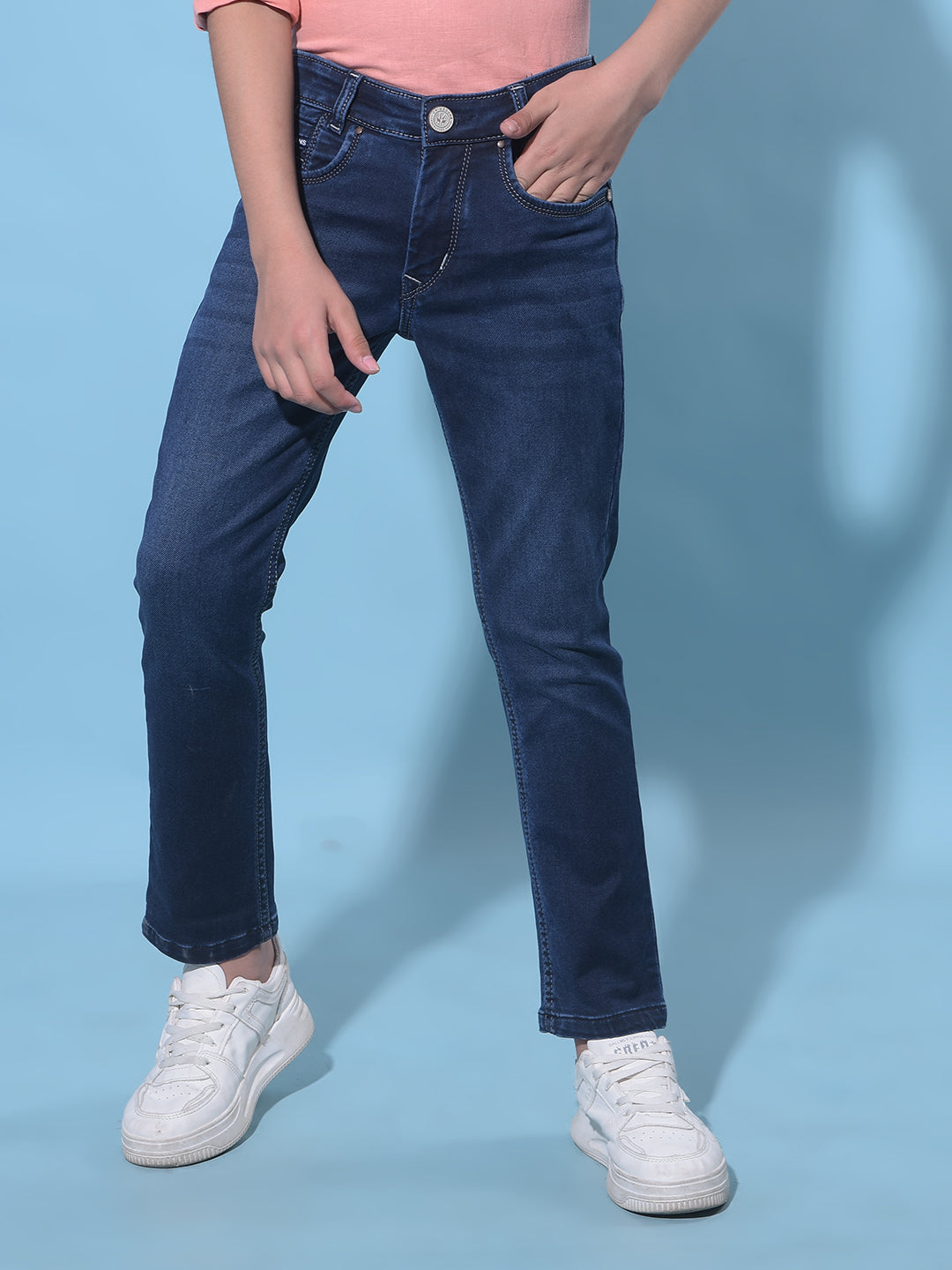 Navy Blue Stretchable Jeans-Boys Jeans-Crimsoune Club