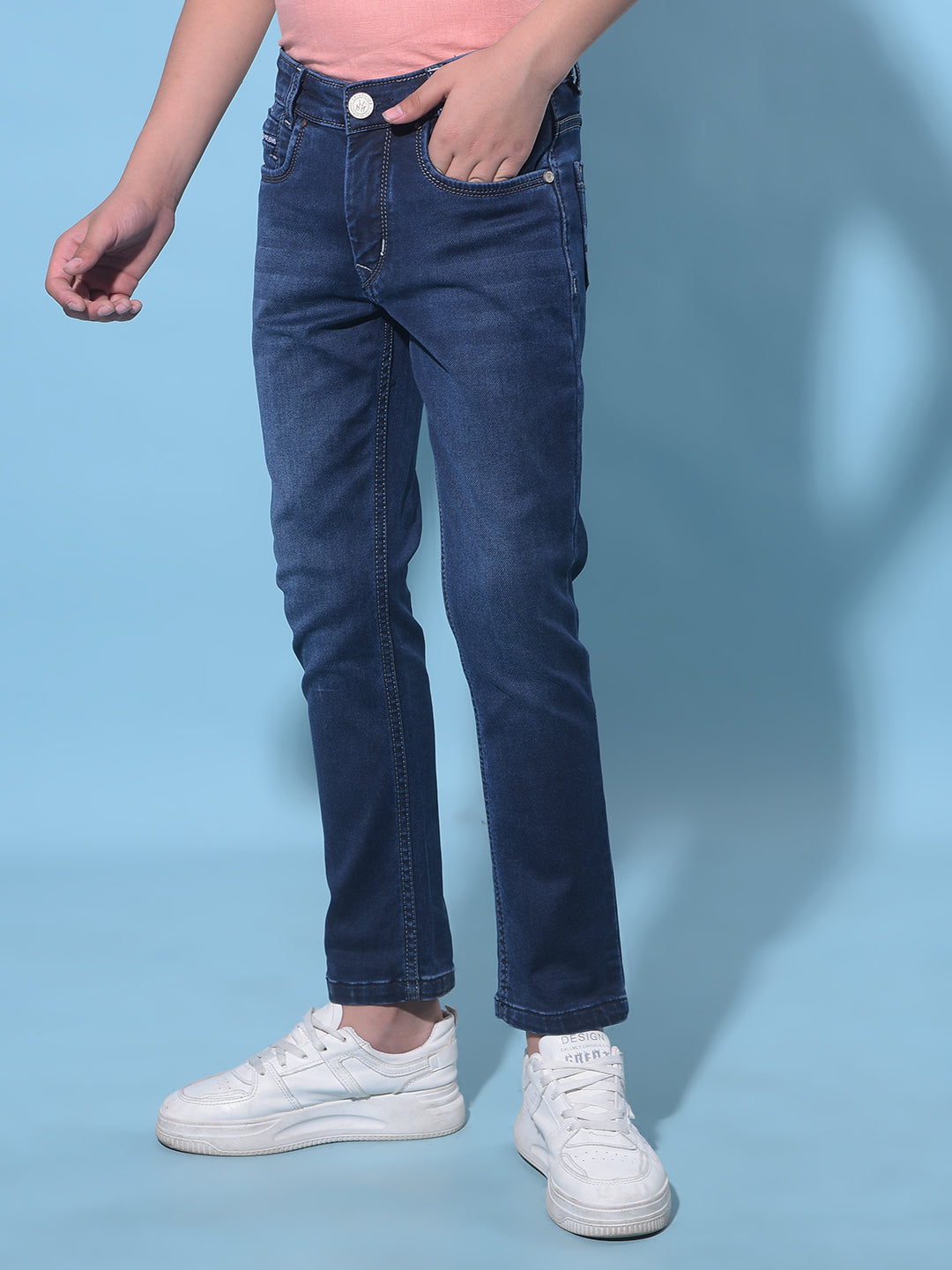 Navy Blue Stretchable Jeans-Boys Jeans-Crimsoune Club