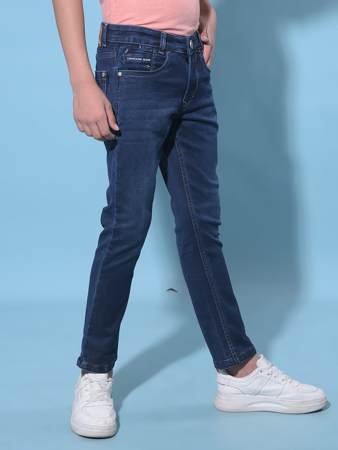 Navy Blue Stretchable Jeans-Boys Jeans-Crimsoune Club