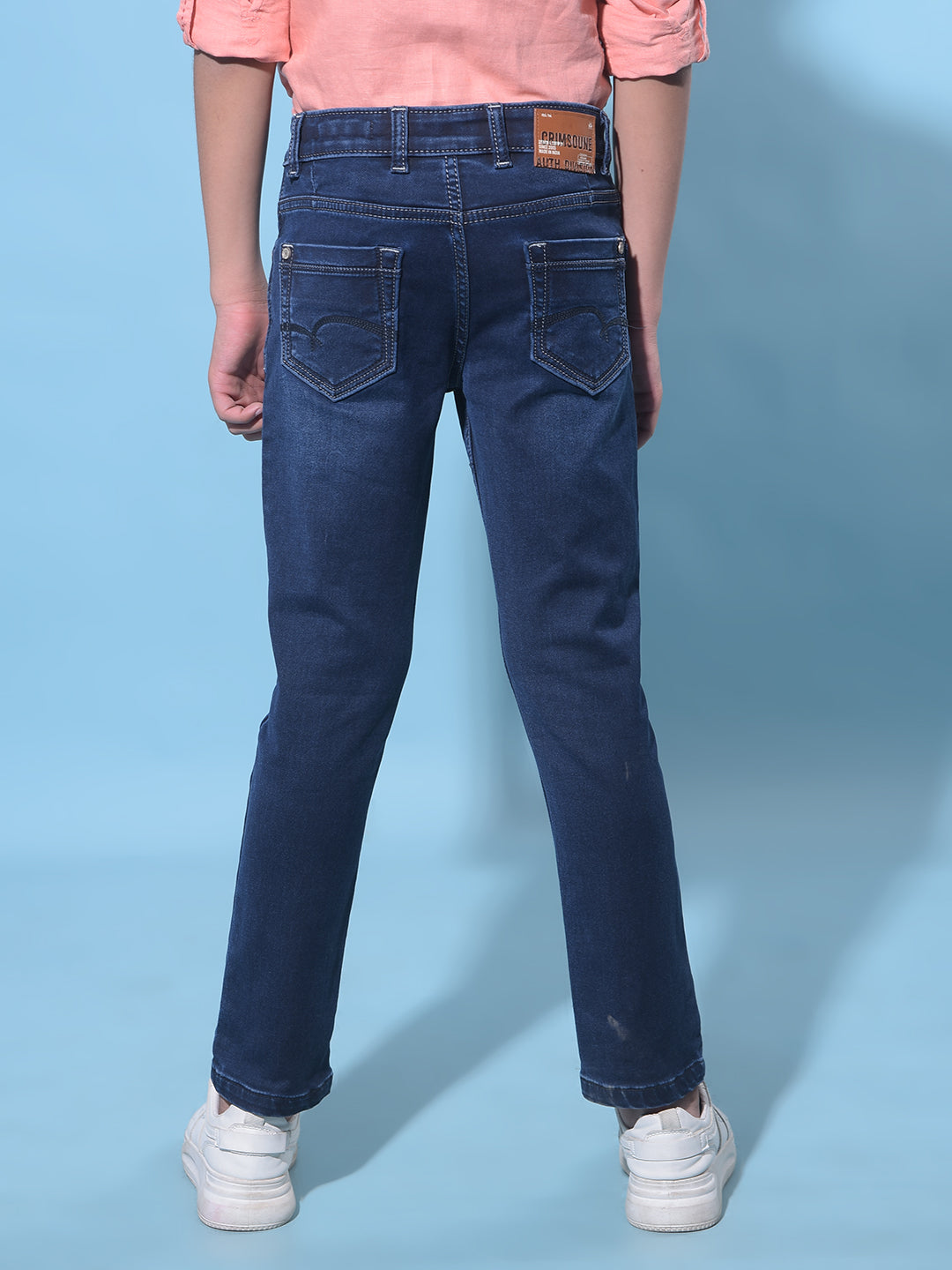 Navy Blue Stretchable Jeans-Boys Jeans-Crimsoune Club