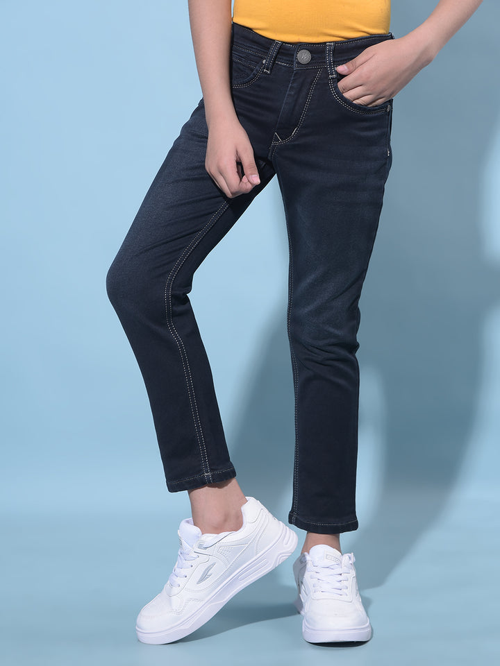 Blue Stretchable Cotton Jeans-Boys Jeans-Crimsoune Club
