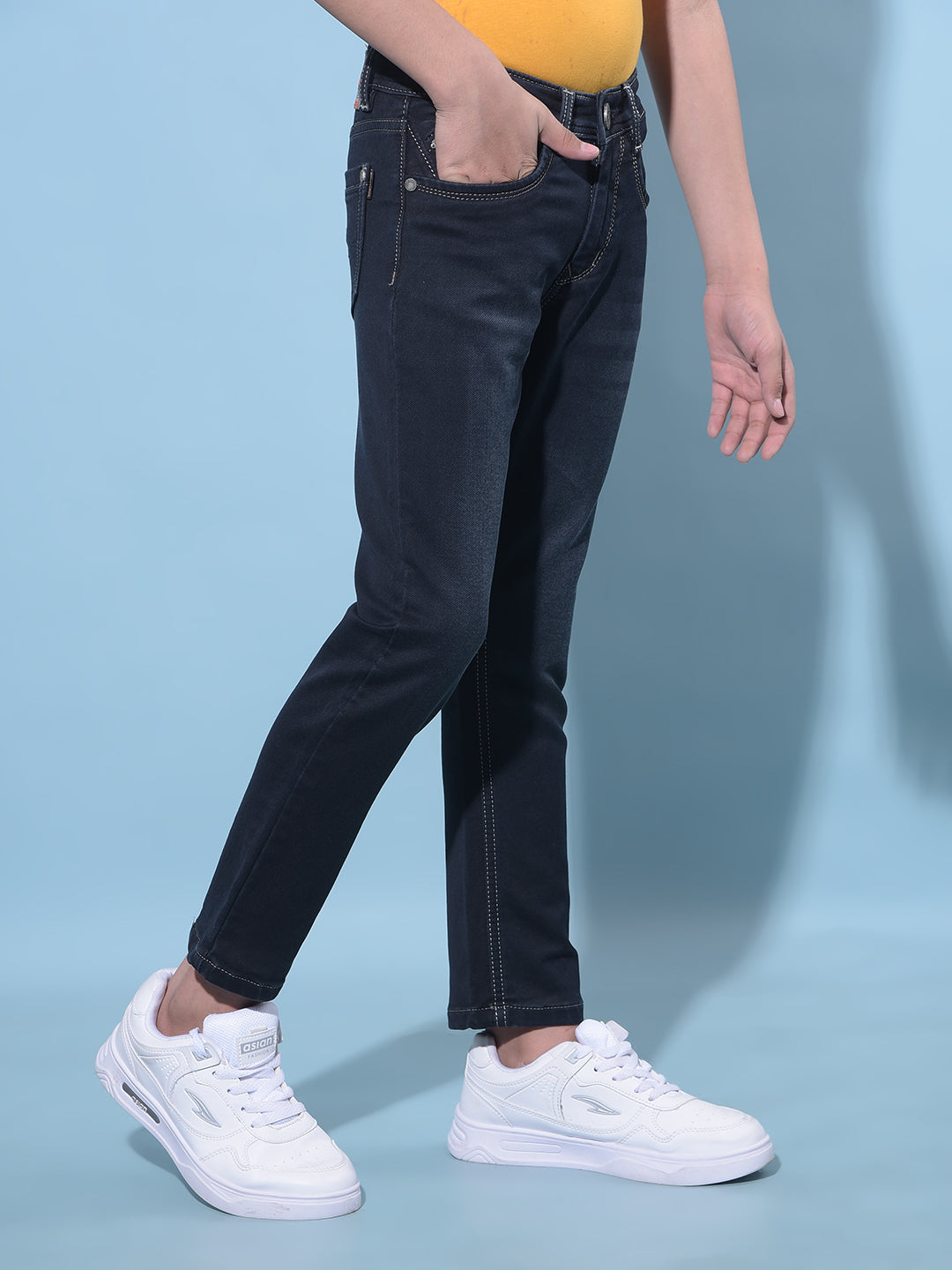 Blue Stretchable Cotton Jeans-Boys Jeans-Crimsoune Club