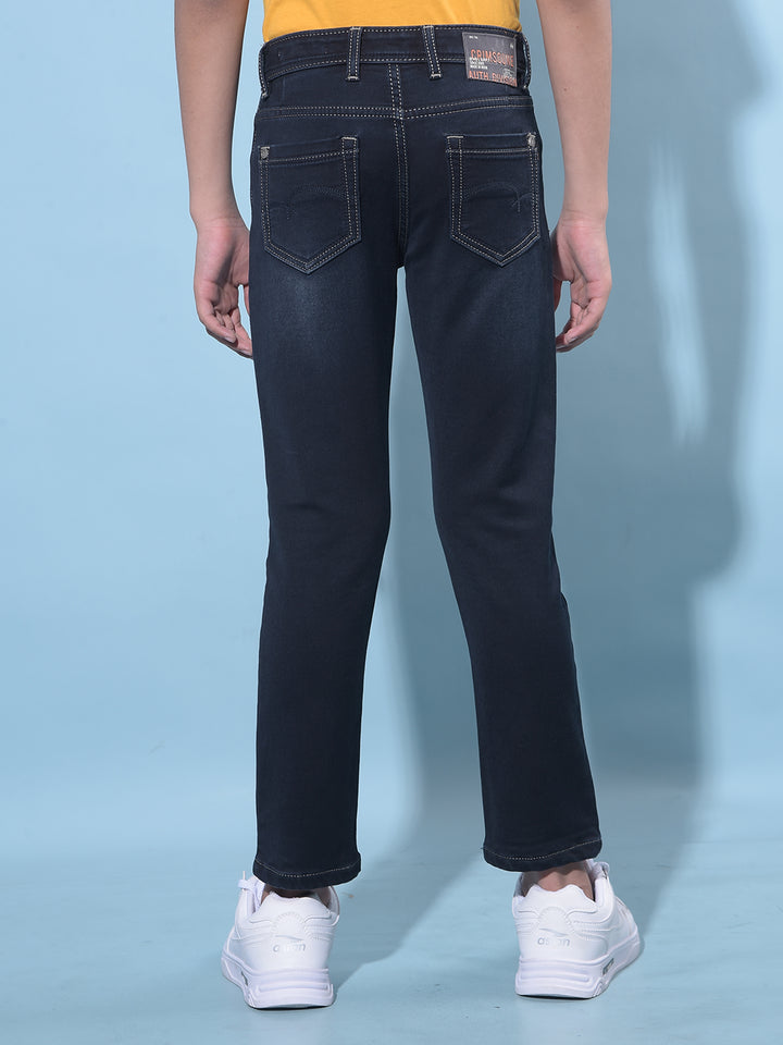 Blue Stretchable Cotton Jeans-Boys Jeans-Crimsoune Club