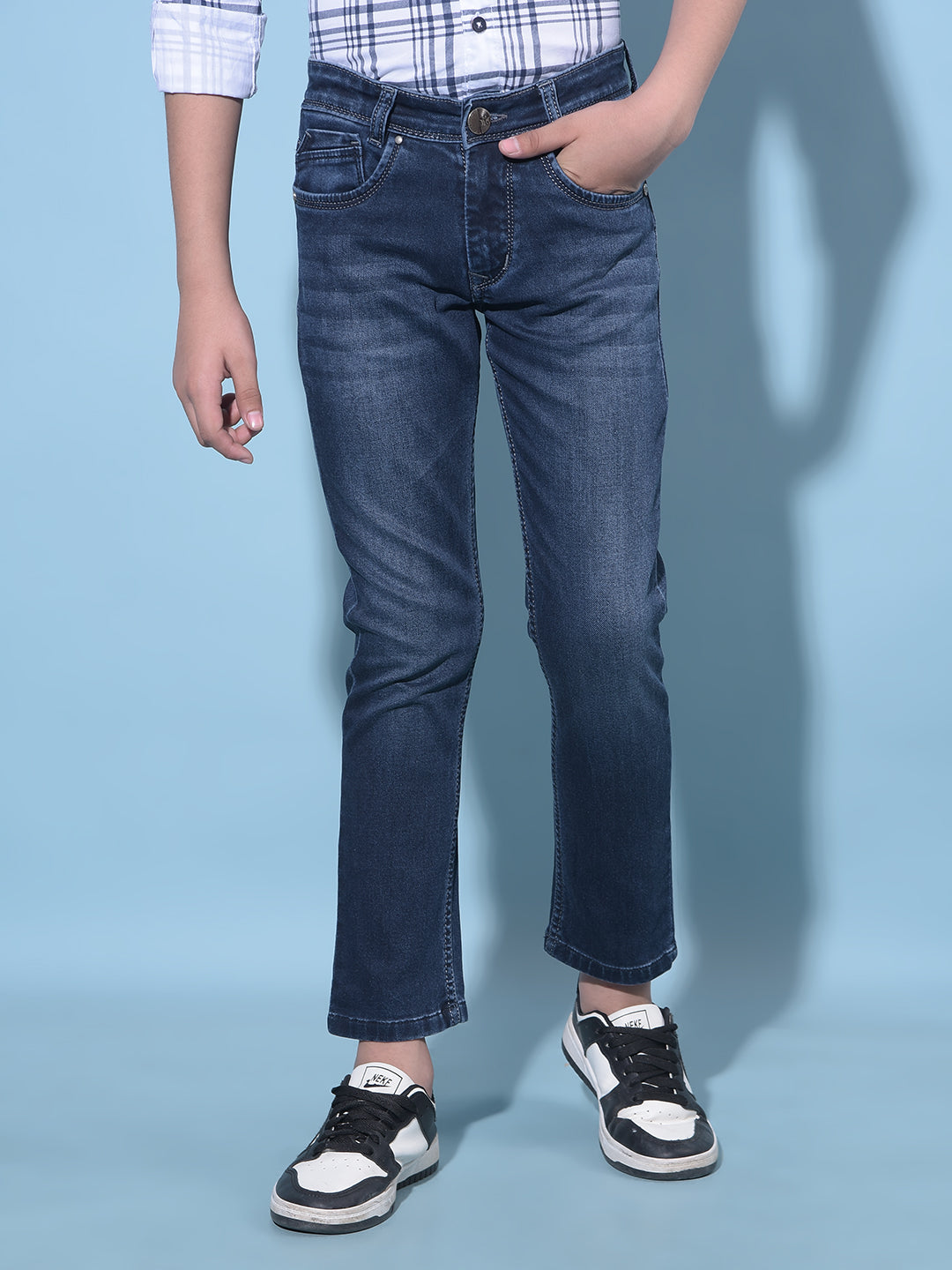 Blue Stretchable Cotton Jeans-Boys Jeans-Crimsoune Club