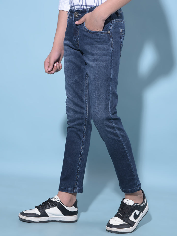 Blue Stretchable Cotton Jeans-Boys Jeans-Crimsoune Club