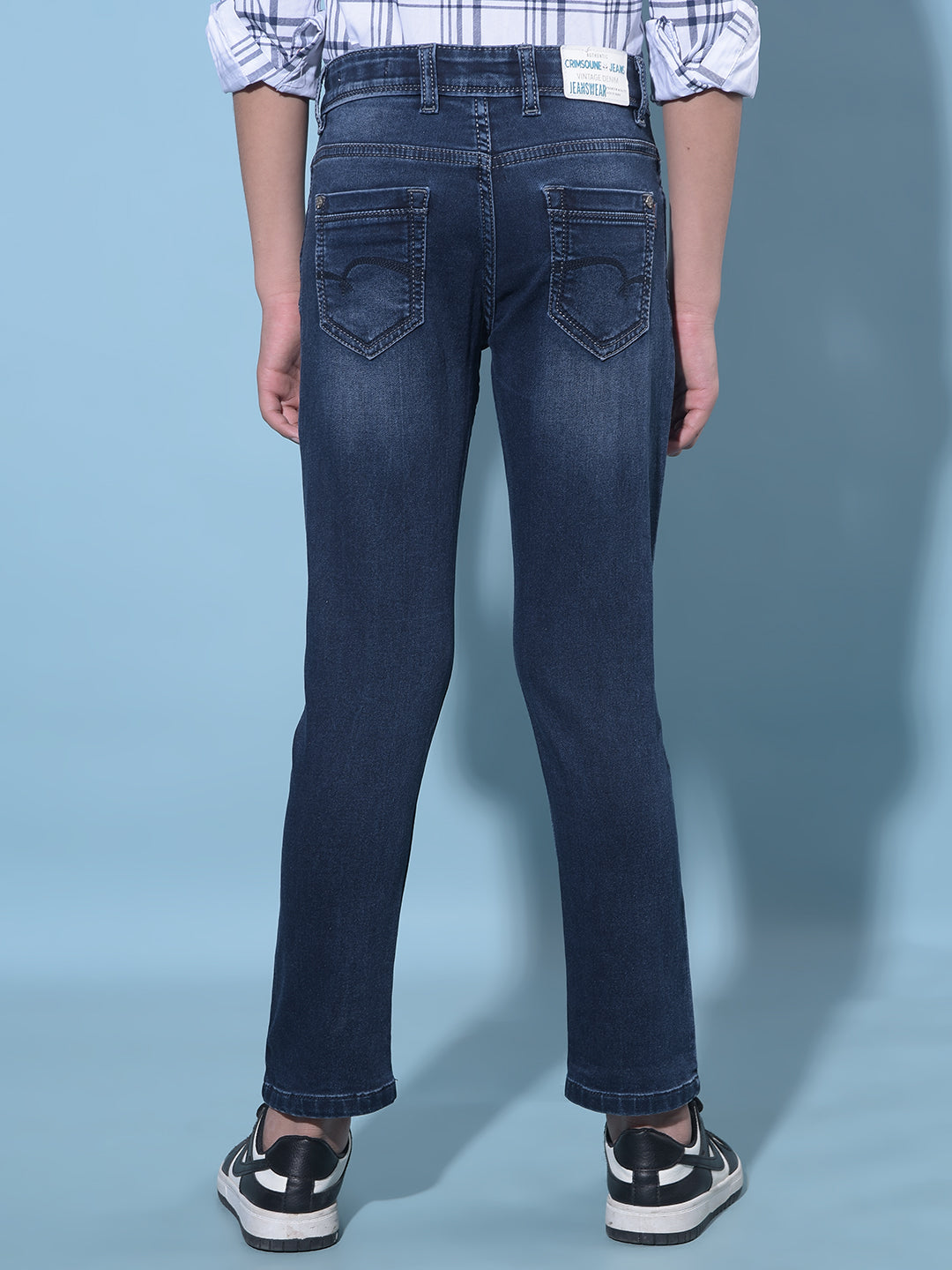 Blue Stretchable Cotton Jeans-Boys Jeans-Crimsoune Club