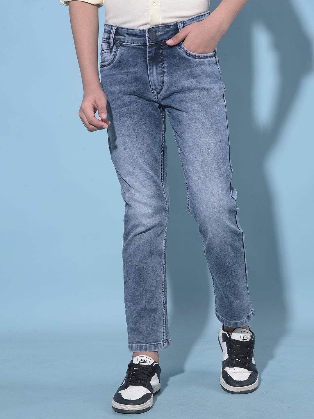 Blue Stretchable Cotton Jeans-Boys Jeans-Crimsoune Club