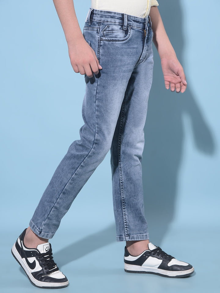 Blue Stretchable Cotton Jeans-Boys Jeans-Crimsoune Club
