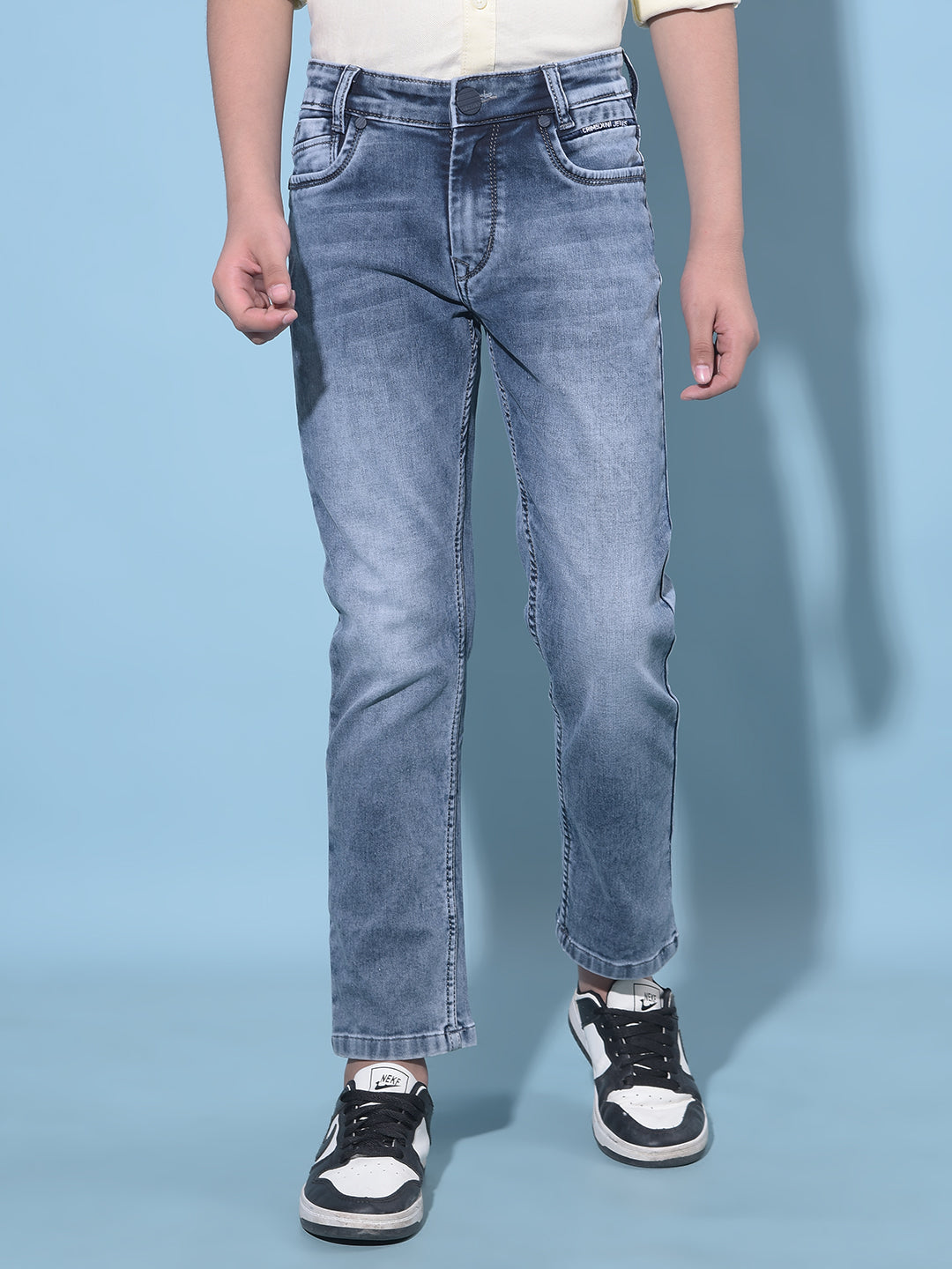 Blue Stretchable Cotton Jeans-Boys Jeans-Crimsoune Club