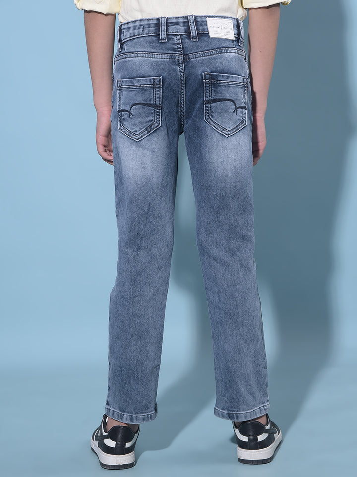 Blue Stretchable Cotton Jeans-Boys Jeans-Crimsoune Club