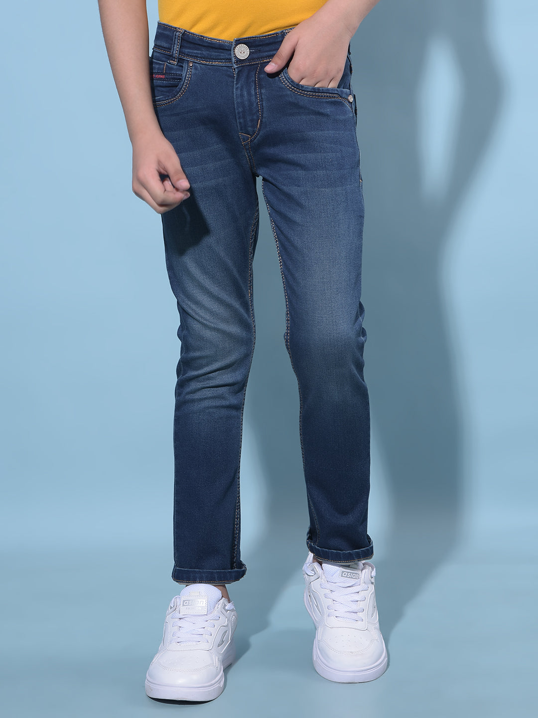 Blue Stretchable Cotton Jeans-Boys Jeans-Crimsoune Club