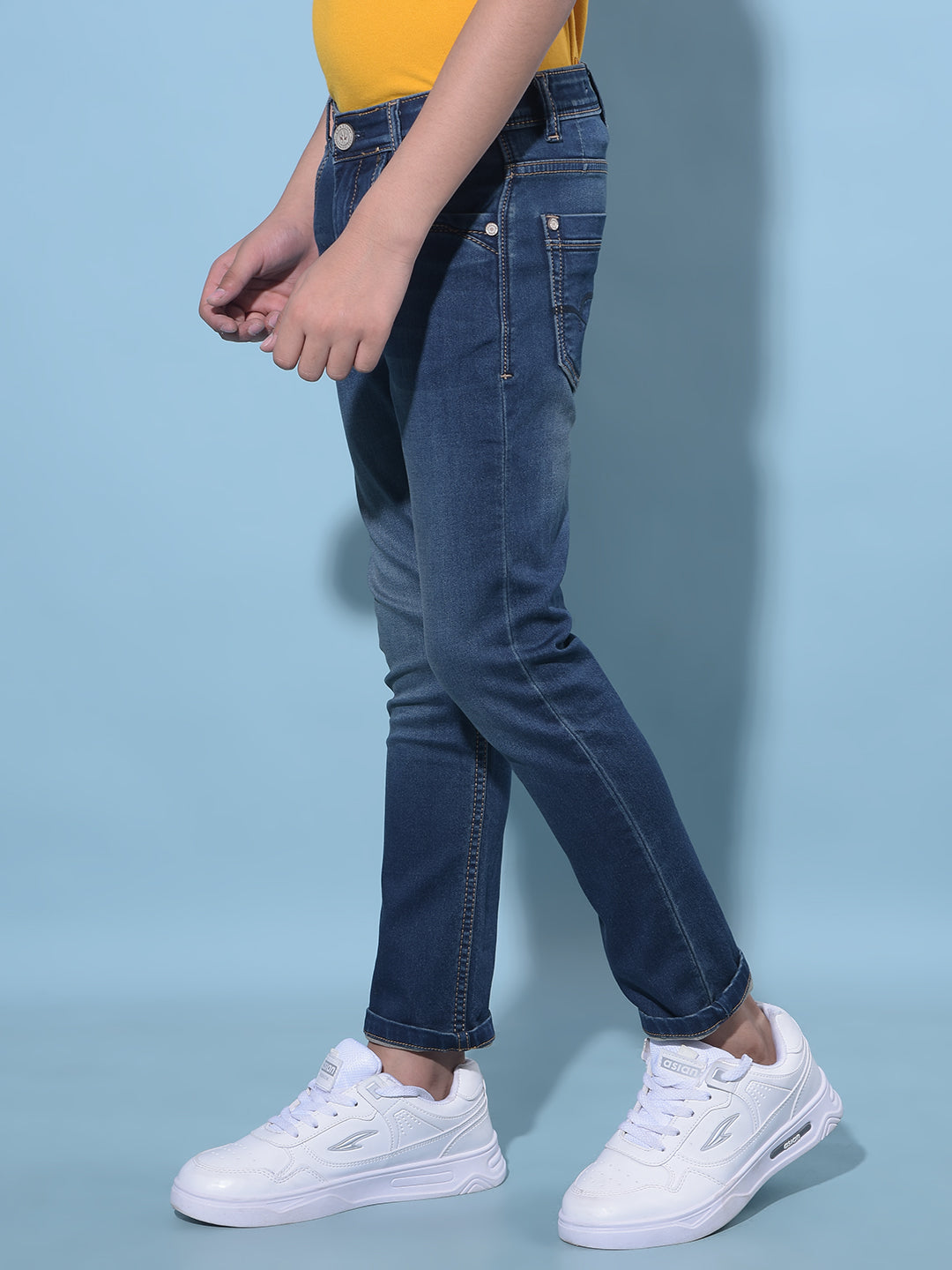 Blue Stretchable Cotton Jeans-Boys Jeans-Crimsoune Club