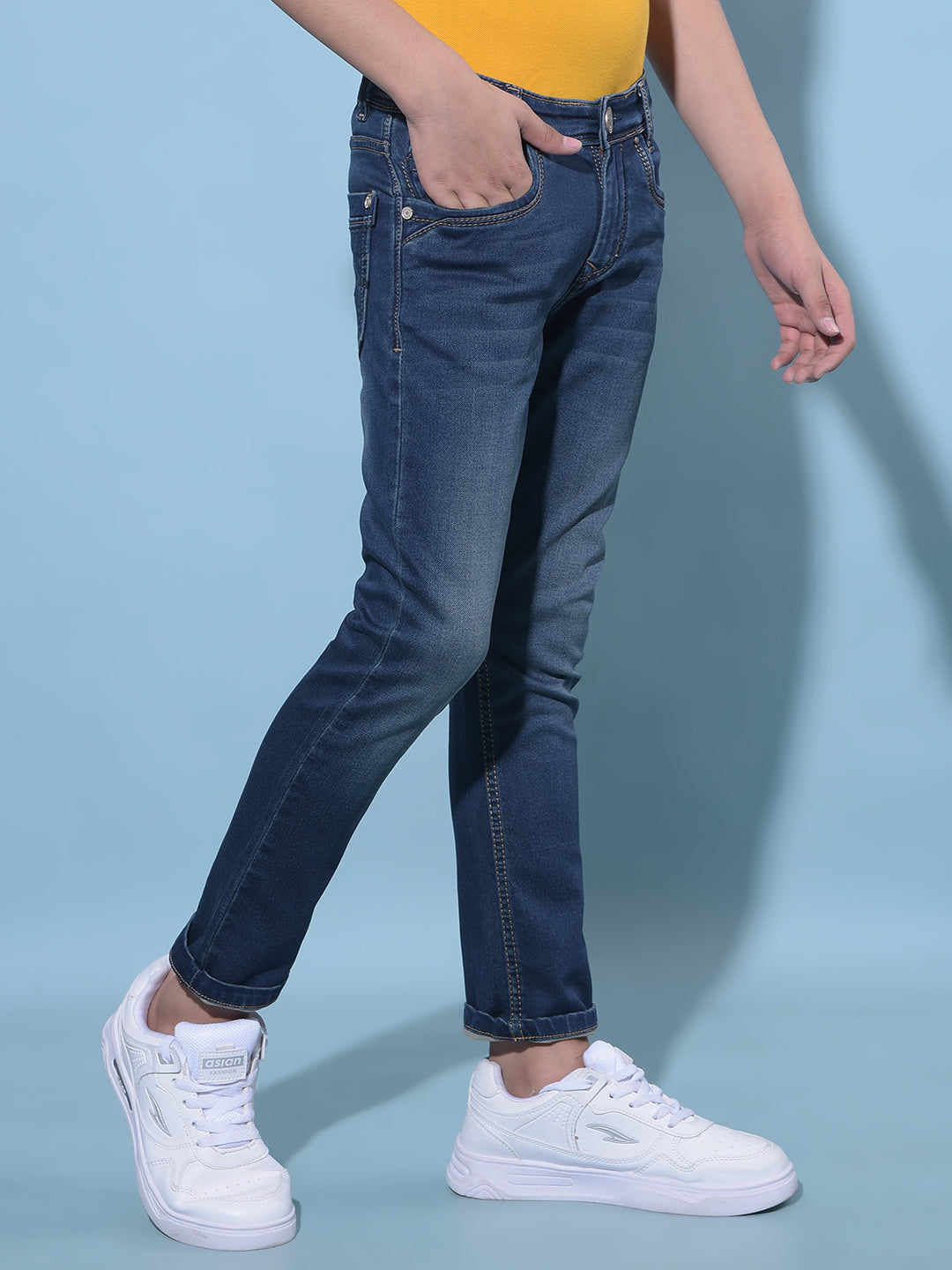 Blue Stretchable Cotton Jeans-Boys Jeans-Crimsoune Club