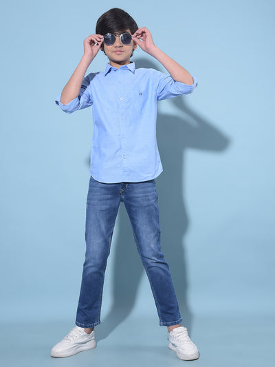 Blue Stretchable Cotton Jeans-Boys Jeans-Crimsoune Club