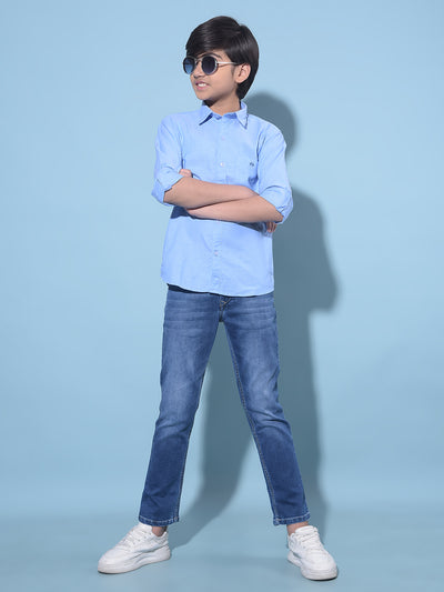 Blue Stretchable Cotton Jeans-Boys Jeans-Crimsoune Club