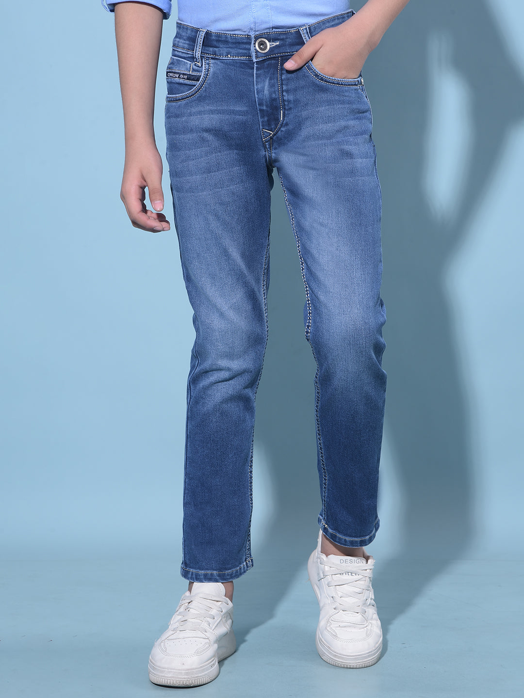 Blue Stretchable Cotton Jeans-Boys Jeans-Crimsoune Club