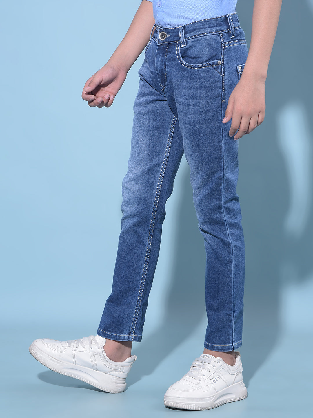 Blue Stretchable Cotton Jeans-Boys Jeans-Crimsoune Club