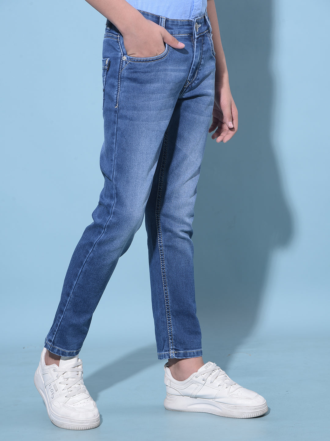 Blue Stretchable Cotton Jeans-Boys Jeans-Crimsoune Club