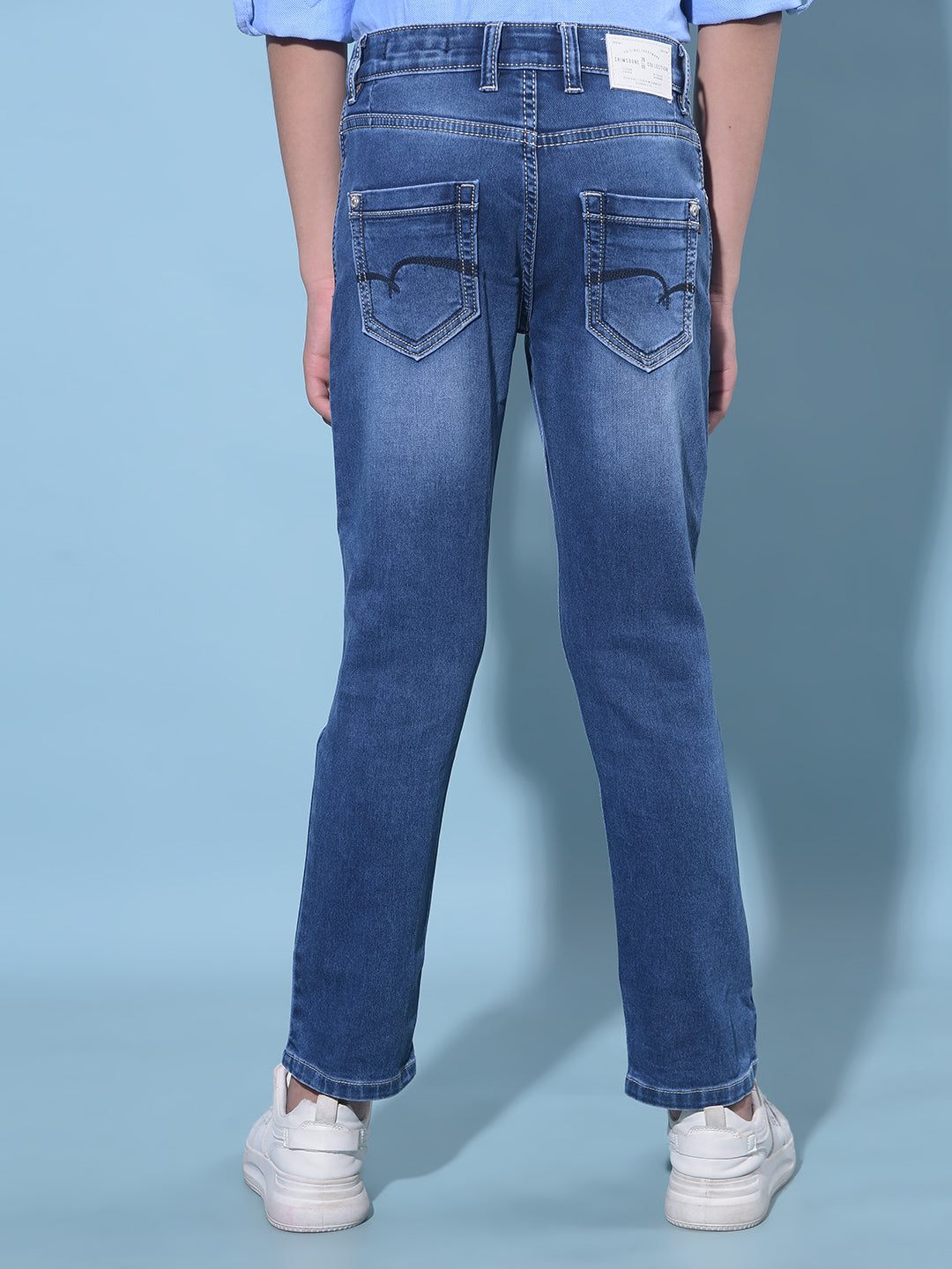 Blue Stretchable Cotton Jeans-Boys Jeans-Crimsoune Club