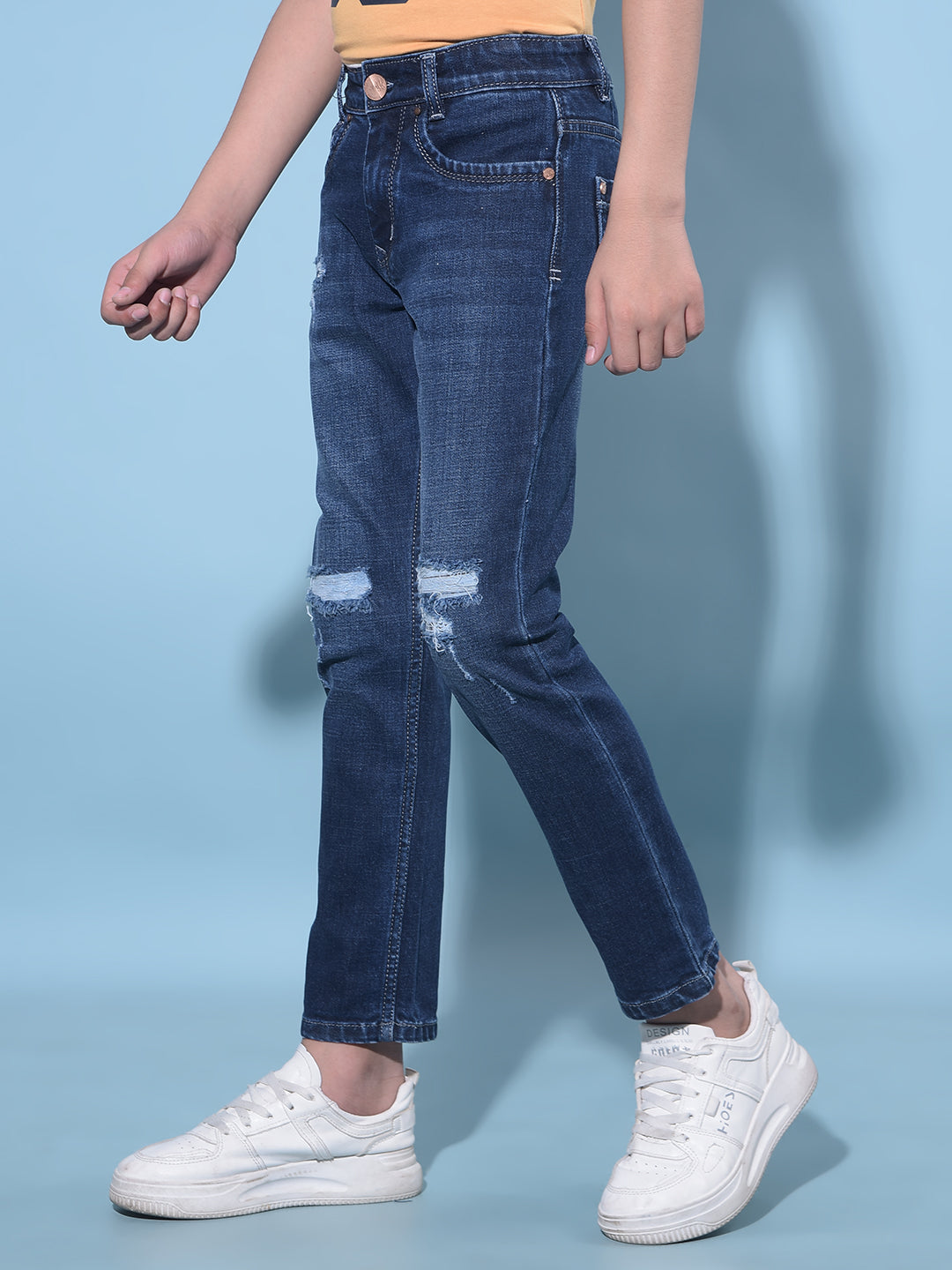 Blue Stretchable Cotton Jeans-Boys Jeans-Crimsoune Club