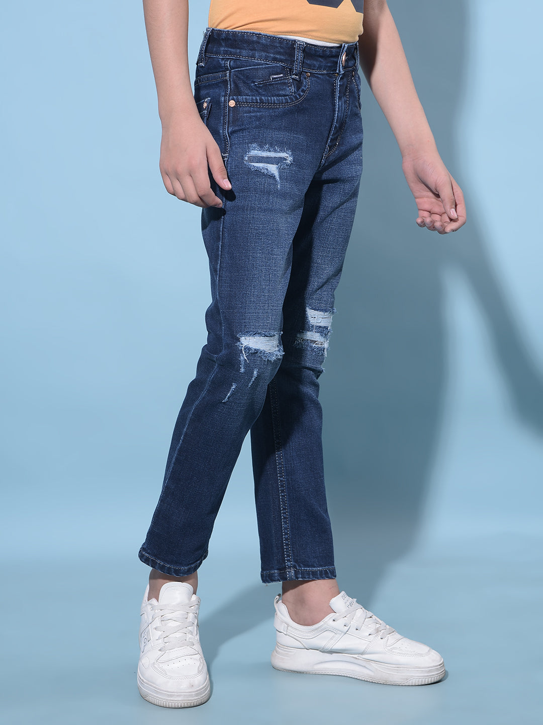 Blue Stretchable Cotton Jeans-Boys Jeans-Crimsoune Club
