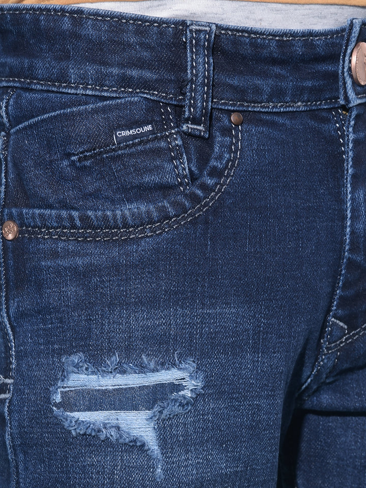 Blue Stretchable Cotton Jeans-Boys Jeans-Crimsoune Club