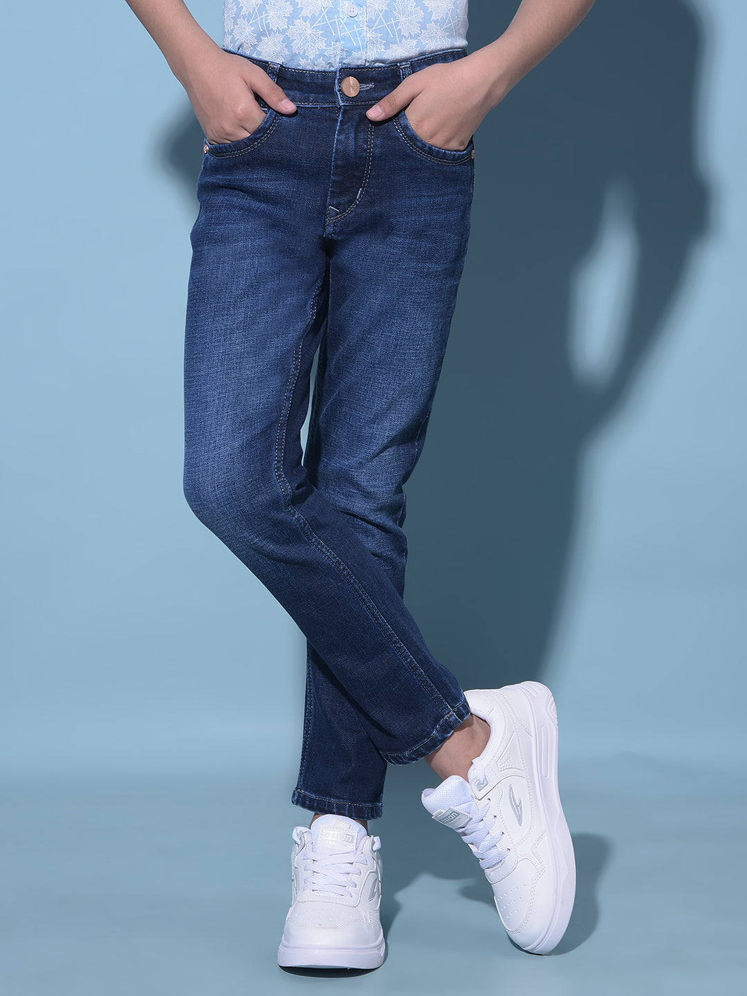 Blue Stretchable Cotton Jeans-Boys Jeans-Crimsoune Club