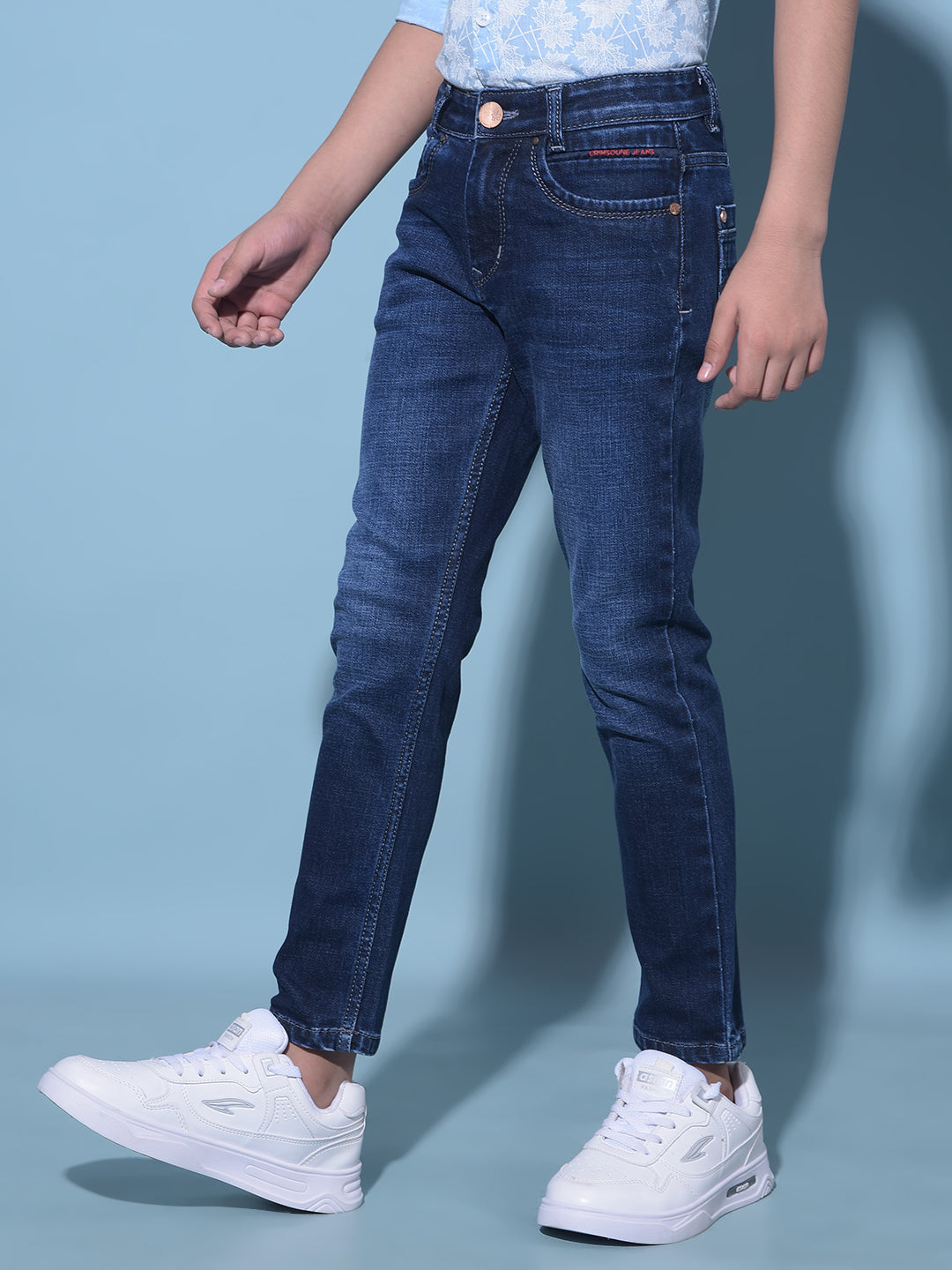 Blue Stretchable Cotton Jeans-Boys Jeans-Crimsoune Club