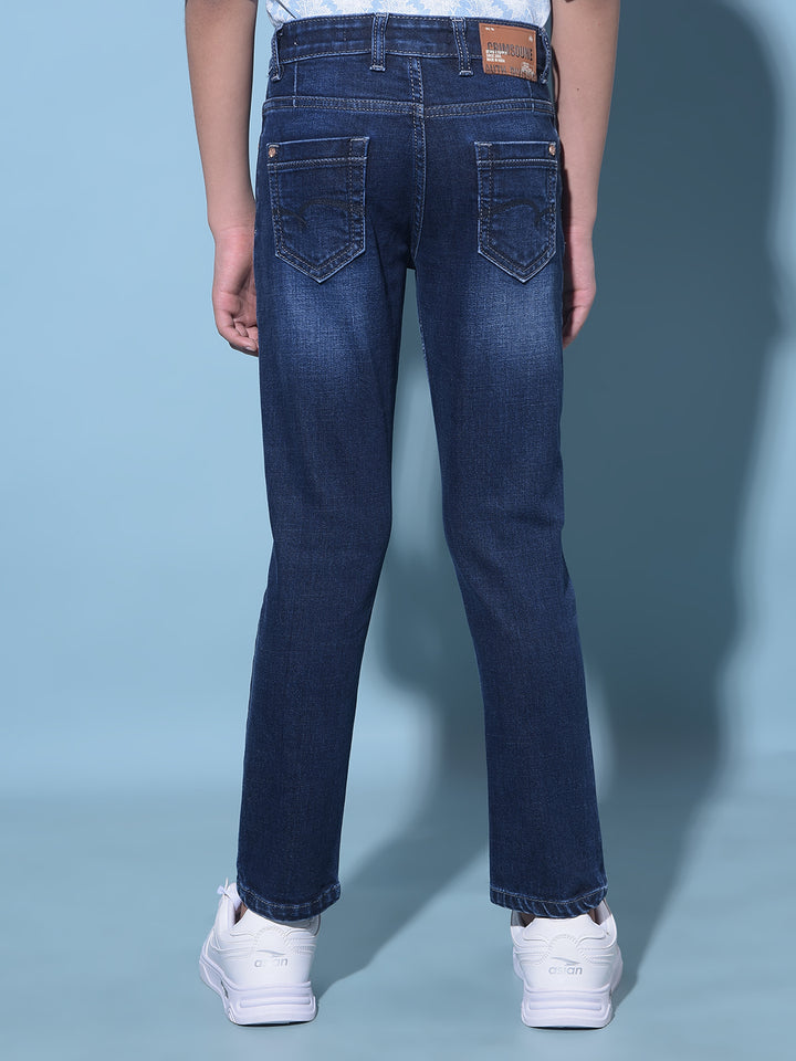 Blue Stretchable Cotton Jeans-Boys Jeans-Crimsoune Club