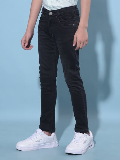 Black Stretchable Cotton Jeans-Boys Jeans-Crimsoune Club