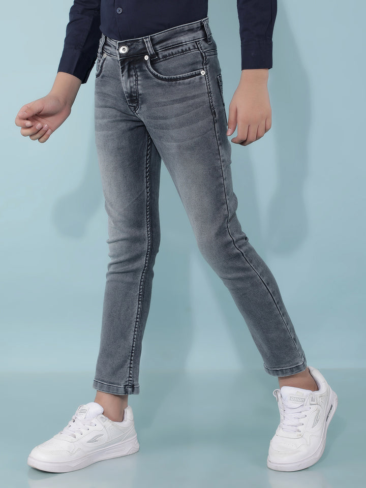 Black Stretchable Cotton Jeans-Boys Jeans-Crimsoune Club